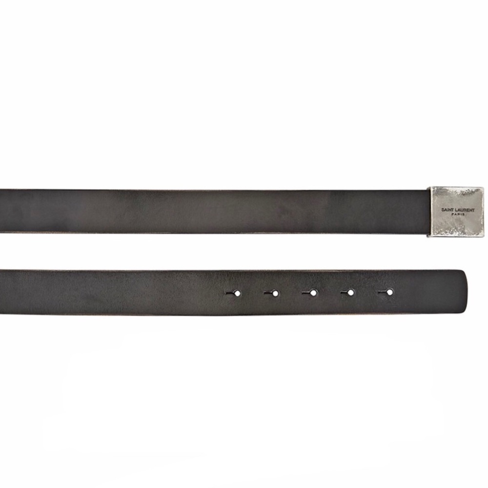 SAINT LAURENT Men’s Black Leather Belt 32” - Picture 2 of 2